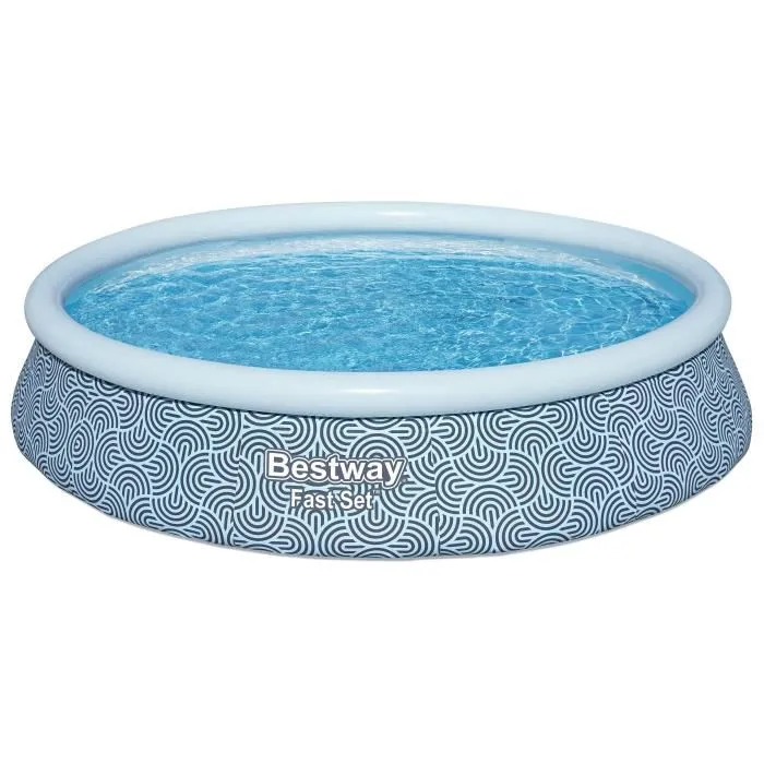 Bestway Piscine Gonflable Ronde Fast Set 396 x 84 cm - Kit avec Pompe de Filtration et Cartouche - Volume 7340 L