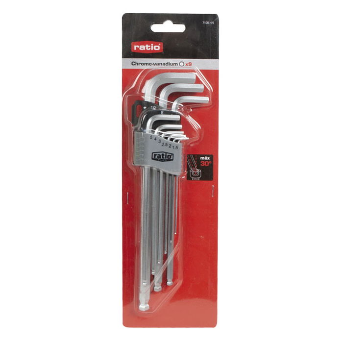 EHLIS Jeu 9 Clés Allen Boule Acodée 1.5-10mm