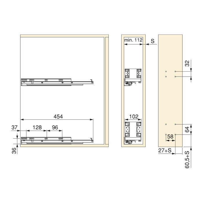 Emuca Porte-bouteilles latéral extractible Titane Simplex avec fermeture amortie, module 150mm, Gris anthracite