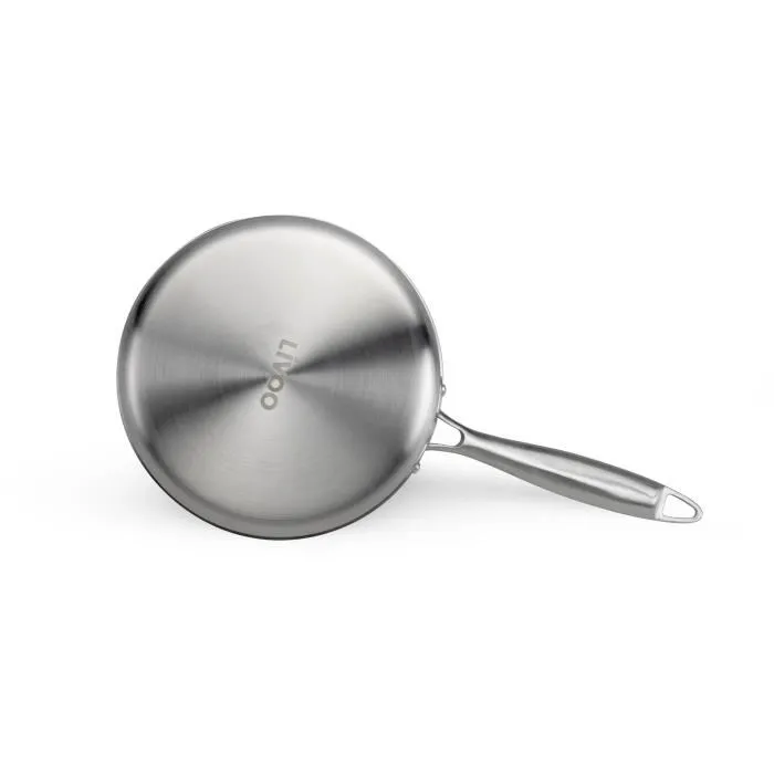 Livoo Casserole inox Triply 18 cm avec couvercle - Acier inoxydable 18/10 - Compatible induction et four - Fabriquée en France - MEP160