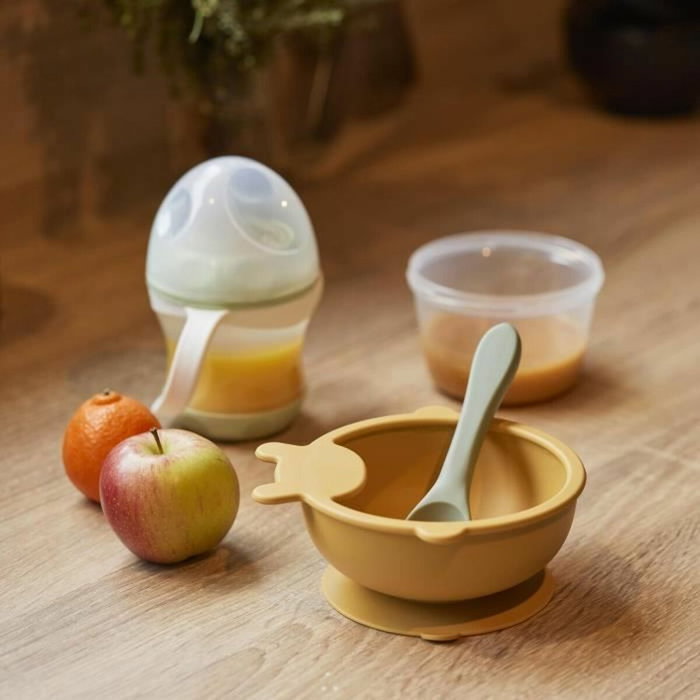 Thermobaby Bol Ventouse Silicone Jaune Miel Antidérapant et Incassable