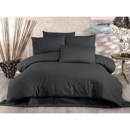 Parure de Lit Anthracite - 1 Housse de Couette 240x220 cm + 2 Taies d'Oreiller 60x60 cm - 70% Polyester, 30% Coton - Qualité Supérieure 120 Fils
