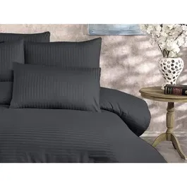 Parure de Lit Anthracite - 1 Housse de Couette 240x220 cm + 2 Taies d'Oreiller 60x60 cm - 70% Polyester, 30% Coton - Qualité Supérieure 120 Fils