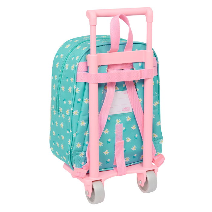 Cartable à roulettes Peppa Pig Pretty flowers Jaune Menthe 22 x 27 x 10 cm