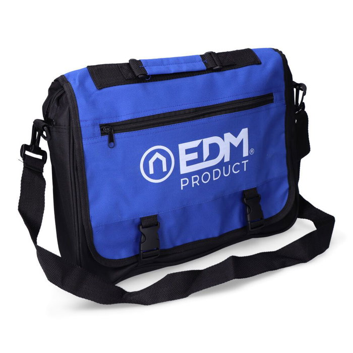 Edm Porte-documents bleu et noir 40x10x32 cm avec poche stylos, carte de visite et poches