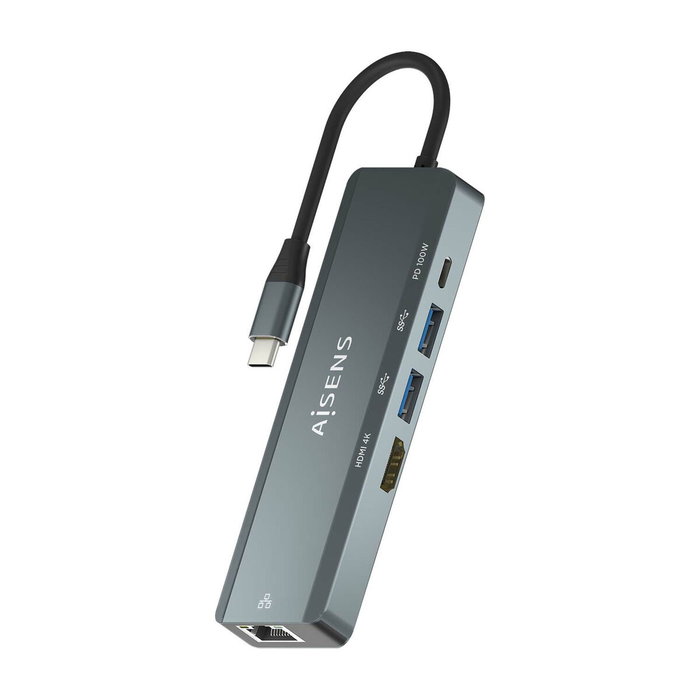 Hub USB Aisens ASUC-5P011-GR Gris Multicouleur 100 W Hub USB Aisens ASUC-5P011-GR Gris Multicouleur 100 W