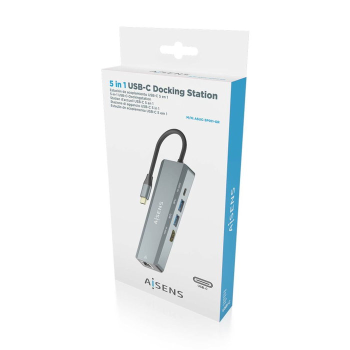 Hub USB Aisens ASUC-5P011-GR Gris Multicouleur 100 W Hub USB Aisens ASUC-5P011-GR Gris Multicouleur 100 W