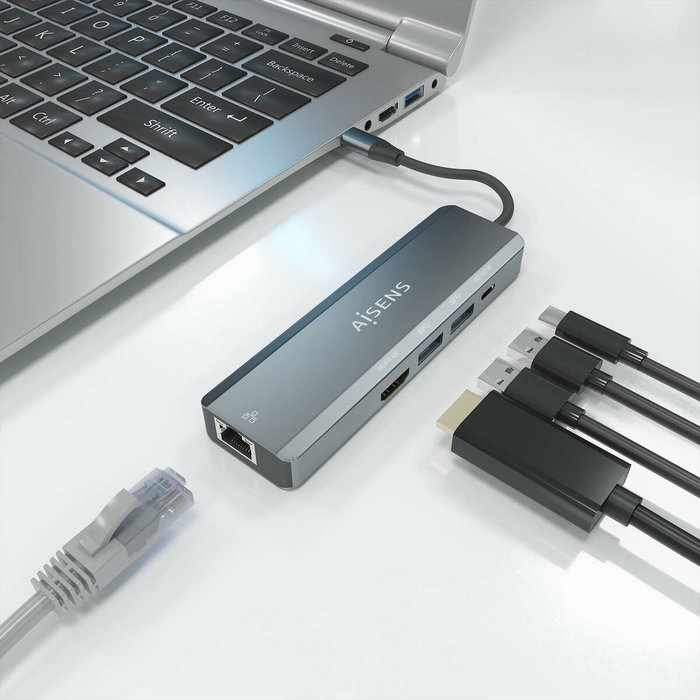 Hub USB Aisens ASUC-5P011-GR Gris Multicouleur 100 W