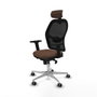 Piqueras y Crespo Chaise de Bureau avec Appui-tête Jorquera 2D086G2 Noir Brun foncé