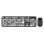 Elbe PTR-105 Pack Clavier et Souris sans Fil Vintage avec Clavier Numérique et Souris Optique 4D 1600 DPI, Ton Gris
