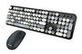 Elbe PTR-105 Pack Clavier et Souris sans Fil Vintage avec Clavier Numérique et Souris Optique 4D 1600 DPI, Ton Gris