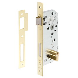 Tesa 2030/50/HL - Serrure à larder pour porte en bois, entrée 50mm, distance entre axes 85mm, réversible, finition dorée, cylindre Europerfil TE5 avec 3 clés