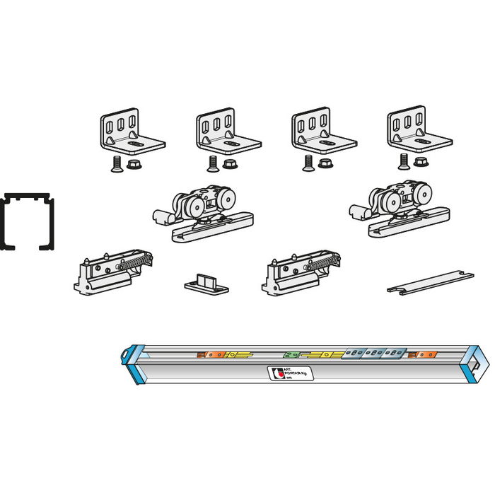 TERNO Kit coulissant amorti Eclettica pour porte bois, profil 3m, 80kg
