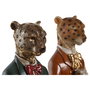 Figurine Décorative DKD Home Decor Bleu Marron Doré Léopard 16 x 9,5 x 23 cm (2 Unités)
