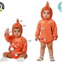 Déguisement de bébé poisson orange avec ailette et yeux, pyjama à capuche unisexe, taille 24 mois, en polyester
