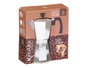 Kinvara Cafetière à Expresso Aluminium 9 Tasses avec Couvercle Transparent 18x21x11 cm (360 ml) (Set de 6)