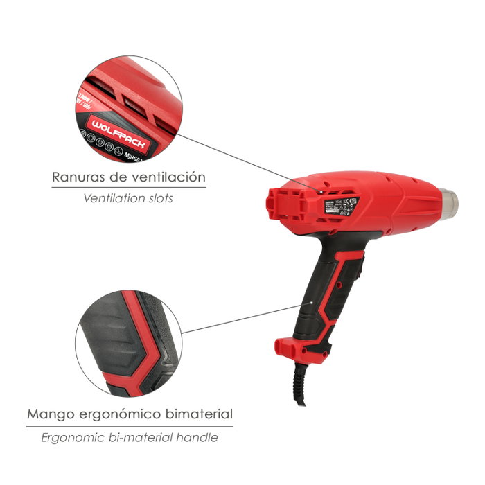 Wolfpack Linea Profesional Pistolet à air chaud 2 résistances 2000W