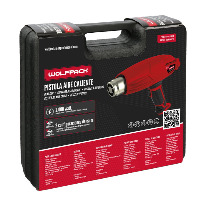 Wolfpack Linea Profesional Pistolet à air chaud 2 résistances 2000W