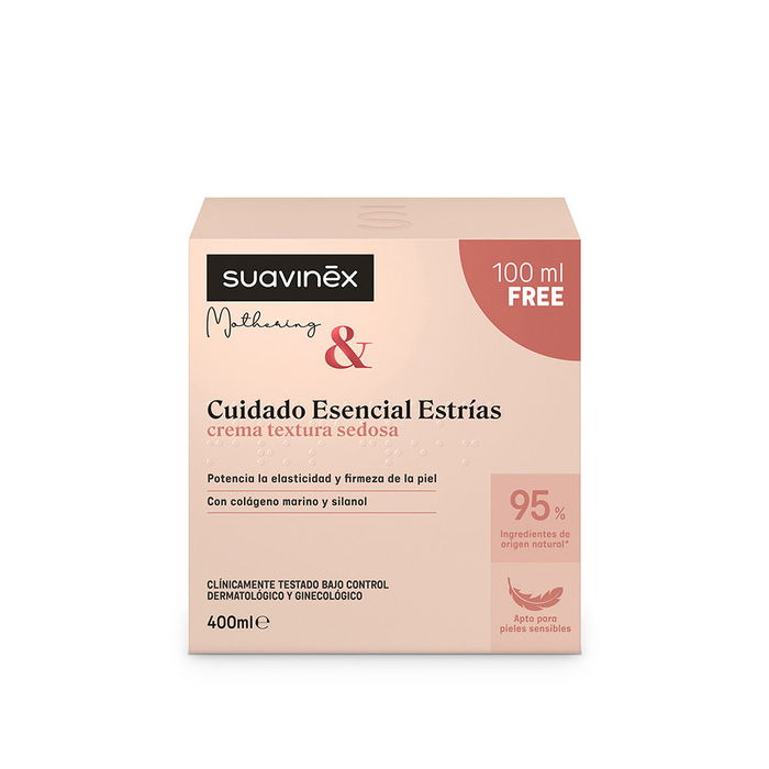 Suavinex Crème Soin Essentiel Vergetures - Prévention et Tonification Cutanée - 400 ml
