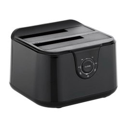 Conceptronic DONN12B Station d'accueil SATA USB 3.2 Gen 1 2 baies, clonage hors ligne, compatible 2.5" et 3.5" HDD/SSD, noir