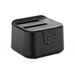 Conceptronic DONN12B Station d'accueil SATA USB 3.2 Gen 1 2 baies, clonage hors ligne, compatible 2.5" et 3.5" HDD/SSD, noir