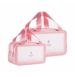 Victoria Vynn Lot de deux trousses de toilette rose pastel