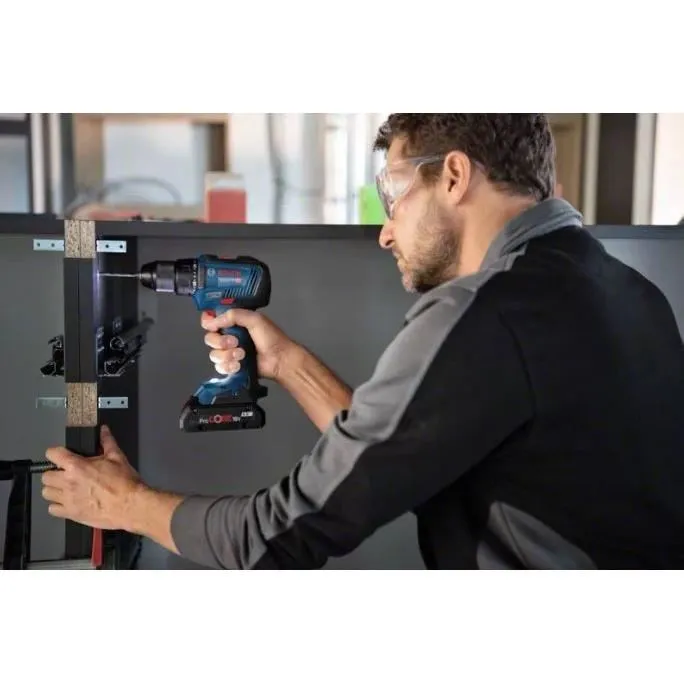 Bosch Professional Perceuse-visseuse sans fil 18V GSR, couple 55 Nm, 1750 tr/min, mandrin métallique 13 mm, avec 2 batteries ProCore 4.0Ah et L-BOXX - Réf. 06019H5204