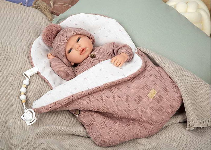 Muñecas Arias - Poupée reborn Elba Rose avec sac de couchage, 40 cm, jouet pour enfants à partir de 36 mois
