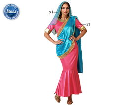 Déguisement Indien Femme Adulte Taille M-L Rose, Robe et Voile en Polyester - 2023
