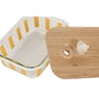 Boîte à lunch Home ESPRIT Jaune Vert Corail Verre Verre Borosilicaté Rayures Moderne 1 L 660 ml
