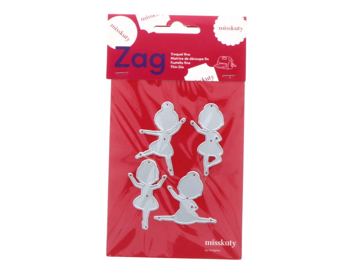 Misskuty Lot de 4 emporte-pièces fins ZAG motifs ballerines enfant