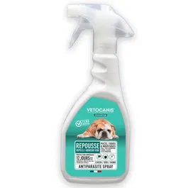 VETOCANIS Spray Anti-Puces, Anti-Tiques et Anti-Moustiques pour Chien - Répulsif Efficace 12 Jours - 500 ml