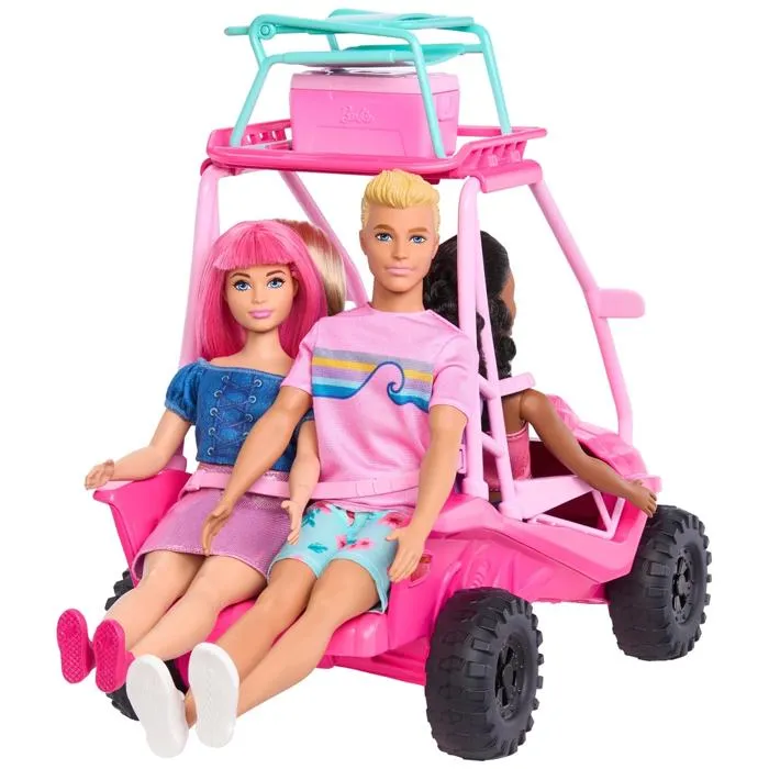 Barbie Buggy Détective - Coffret avec Buggy Rose pour 4 Poupées, Accessoires Plage (Glacière, Chaise), Jeu Imaginatif - Jouet Mattel pour Enfants dès 3 ans Barbie Buggy Détective - Coffret avec Buggy Rose pour 4 Poupées, Accessoires Plage (Glacière, Chaise), Jeu Imaginatif - Jouet Mattel pour Enfants dès 3 ans