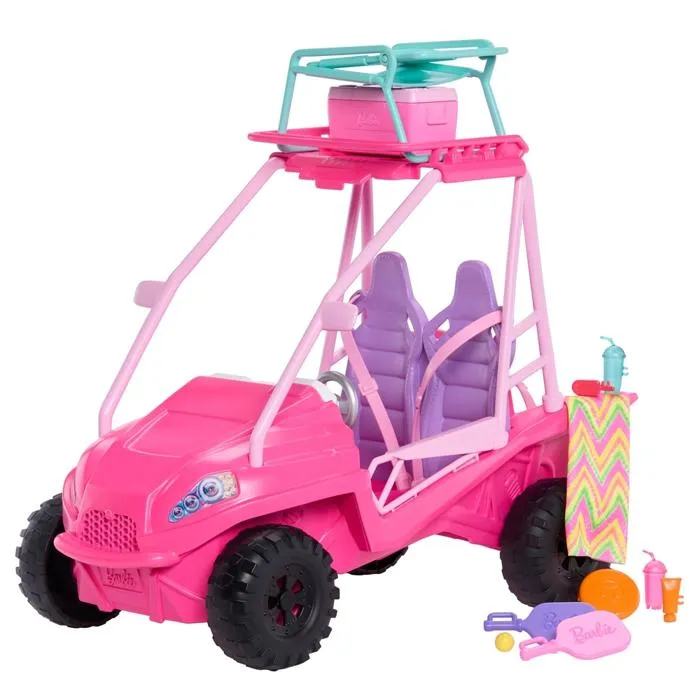 Barbie Buggy Détective - Coffret avec Buggy Rose pour 4 Poupées, Accessoires Plage (Glacière, Chaise), Jeu Imaginatif - Jouet Mattel pour Enfants dès 3 ans Barbie Buggy Détective - Coffret avec Buggy Rose pour 4 Poupées, Accessoires Plage (Glacière, Chaise), Jeu Imaginatif - Jouet Mattel pour Enfants dès 3 ans