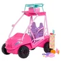 Barbie Buggy Détective - Coffret avec Buggy Rose pour 4 Poupées, Accessoires Plage (Glacière, Chaise), Jeu Imaginatif - Jouet Mattel pour Enfants dès 3 ans