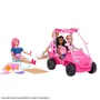Barbie Buggy Détective - Coffret avec Buggy Rose pour 4 Poupées, Accessoires Plage (Glacière, Chaise), Jeu Imaginatif - Jouet Mattel pour Enfants dès 3 ans