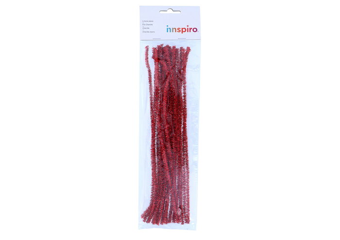 Innspiro Limpiapipas chenille métalliques rouges 6mm x 30cm, 25 unités Innspiro Limpiapipas chenille métalliques rouges 6mm x 30cm, 25 unités