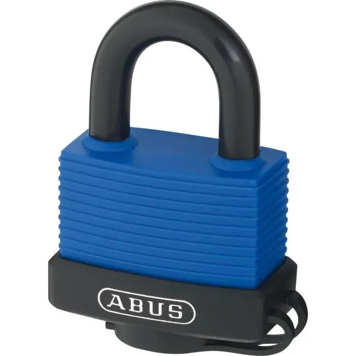 Abus Cadenas 70IB/45 Aqua Safe pour extérieur avec protection anti-corrosion, laiton et anse inox gainée PVC, usage maritime, livré avec 2 clés