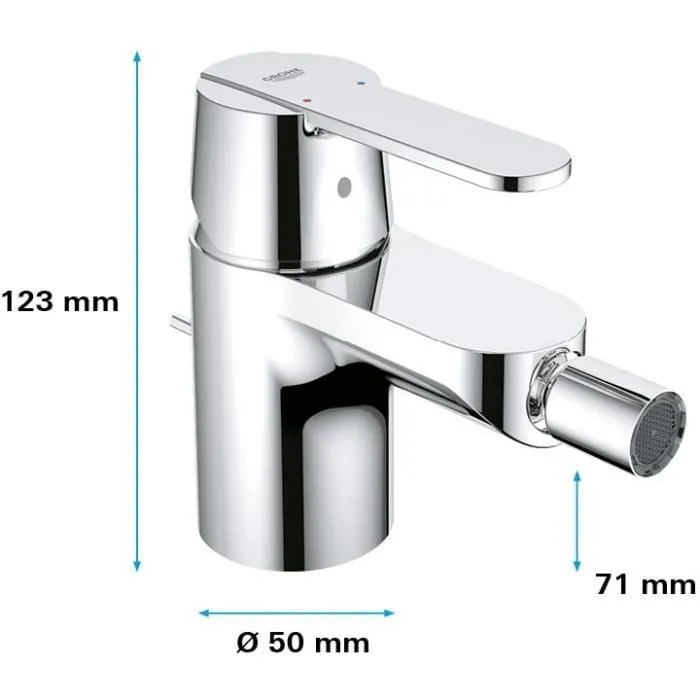 Grohe Mitigeur monocommande Bidet S Get chromé 32885000 - Robinetterie salle de bain, design minimaliste, chrome brillant, cartouche céramique 35 mm, EcoJoy 5.7 l/min
