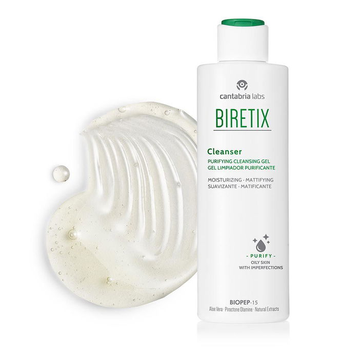Biretix Gel Nettoyant Purifiant 200 ml pour Peaux Mixtes, Grasses et Acnéiques