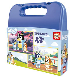 Educa Coffret à Puzzle Mallette Bluey - 2 Puzzles de 40 Pièces Chacun - Dimensions 28x20 cm - Version Espagnole