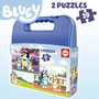 Educa Coffret à Puzzle Mallette Bluey - 2 Puzzles de 40 Pièces Chacun - Dimensions 28x20 cm - Version Espagnole