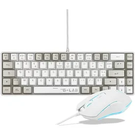 The G-Lab Combo Hydrogen - Pack 2 en 1 Clavier Gaming 60% AZERTY RGB Blanc/Gris avec Souris Filaire 6400 DPI - Pour Gamer et Bureau Moderne