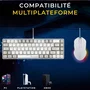 The G-Lab Combo Hydrogen - Pack 2 en 1 Clavier Gaming 60% AZERTY RGB Blanc/Gris avec Souris Filaire 6400 DPI - Pour Gamer et Bureau Moderne