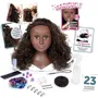 Smoby Tête à Coiffer Cheveux Afro My Beauty - 23 Accessoires Réalistes - Lèvres Thermosensibles et Trappe de Rangement - Jouet Coiffure Enfant dès 3 Ans