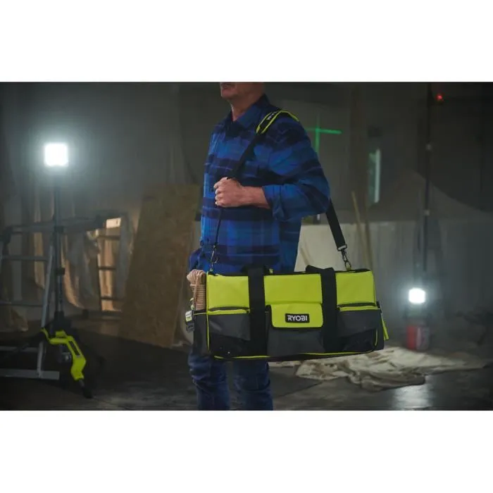 RYOBI Sac de Transport pour Outils RSSLTB1 - Fond Renforcé Imperméable 49L - 56 x 29 x 30 cm - Multiples Poches - Pour 4 à 5 Outils