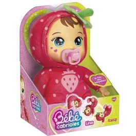 Lansay Bébé Cabrioles - Poupée Interactive Lina la Fraise pour Enfants à partir de 18 Mois - Poupée Douce et Câline