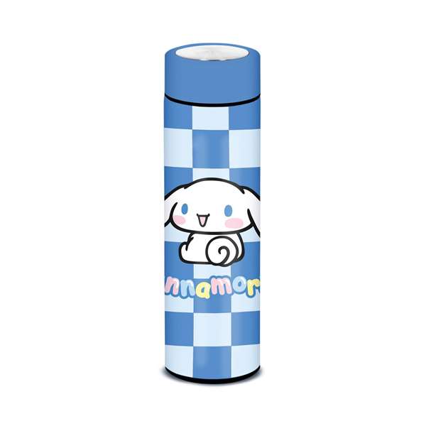 Karactermania - Gourde isotherme réutilisable Cinnamoroll 500 ml en acier inoxidable - Double paroi, écran LED et maintien température 8 heures - 7 x 7 x 22 cm