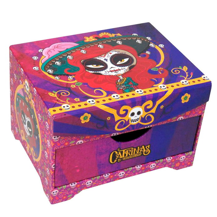 CYP BRANDS - Coffret à bijoux style baul Mariola Catrinas avec compartiments - Dimensions: 18 cm x 12 cm x 14 cm