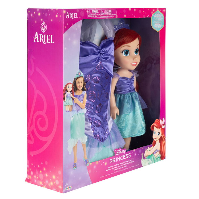JAKKS PACIFIC Poupée Ariel avec Costume La Petite Sirène Disney 38 cm - Costume Taille 4-7 Ans